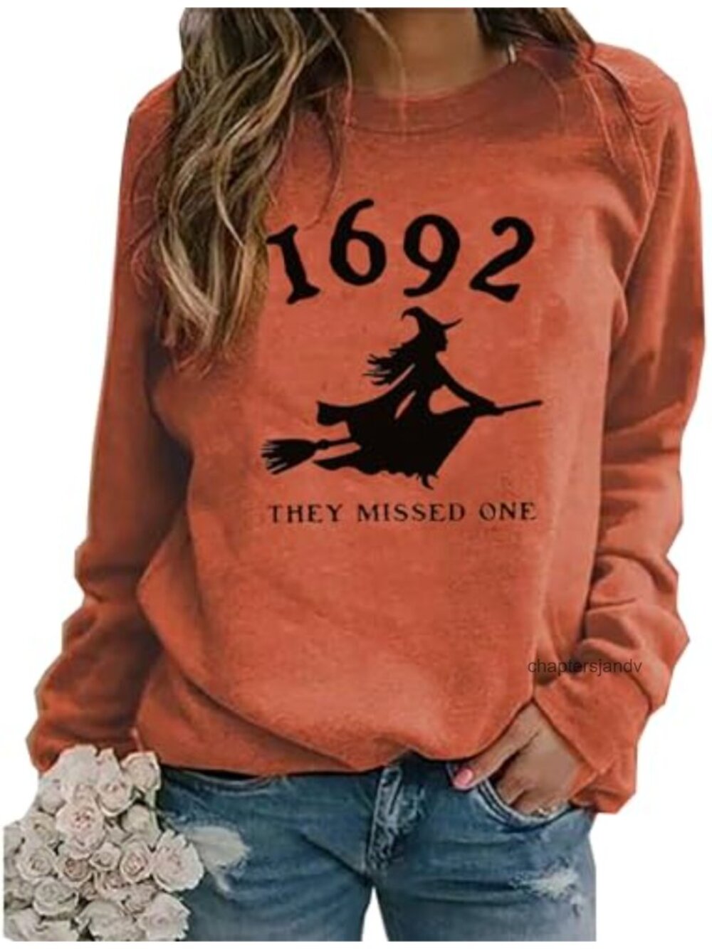 Halloween Salem Witch Sweatshirt Women Long Sleeve Pullover Casual Loose